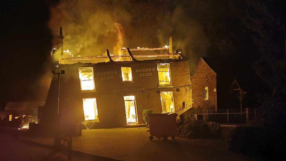 Fire at Crooked House Pub