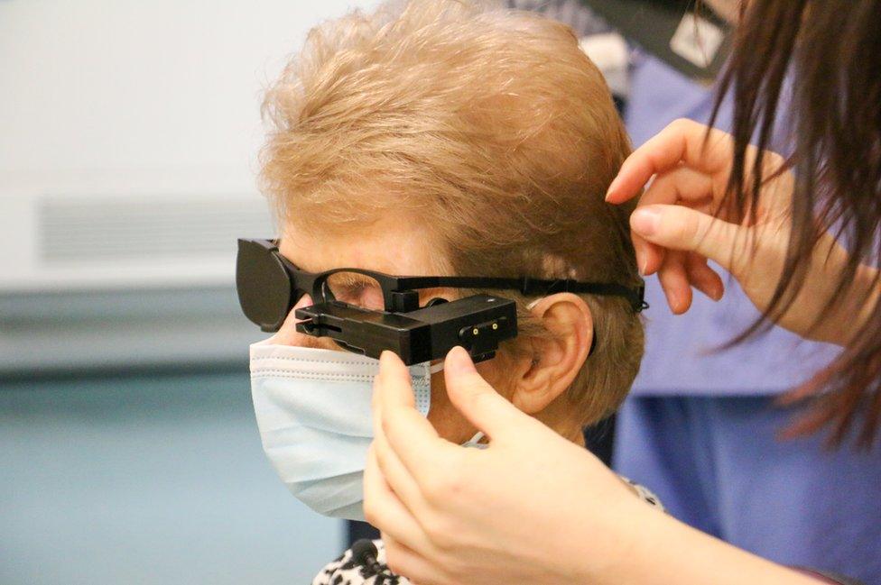 The 88-year-old woman receives her 'bionic eye implant'