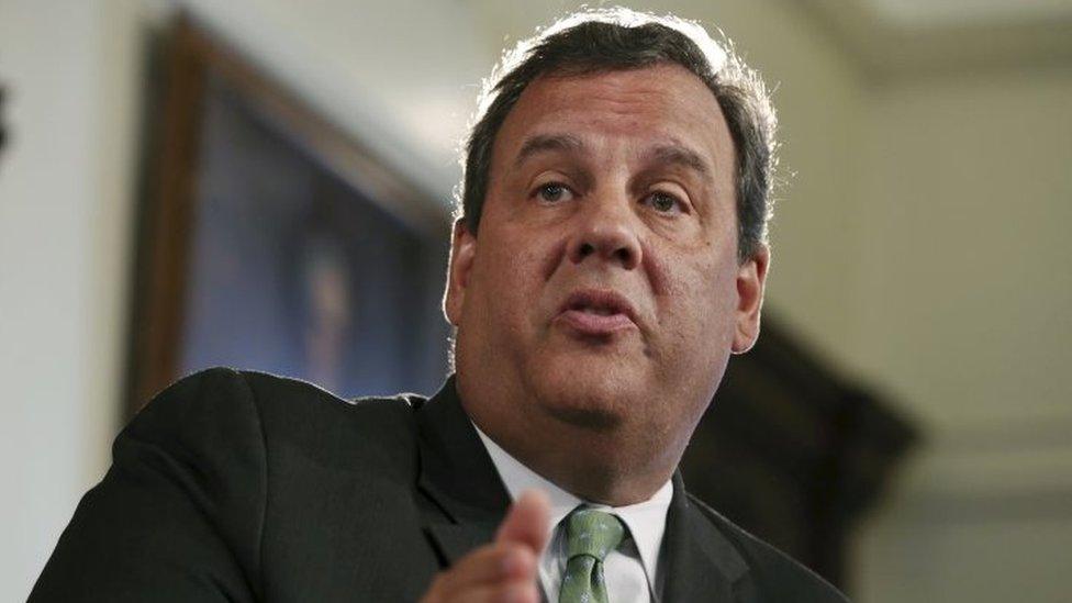 New Jersey Governor Chris Christie answers a question at the Statehouse in New Jersey.