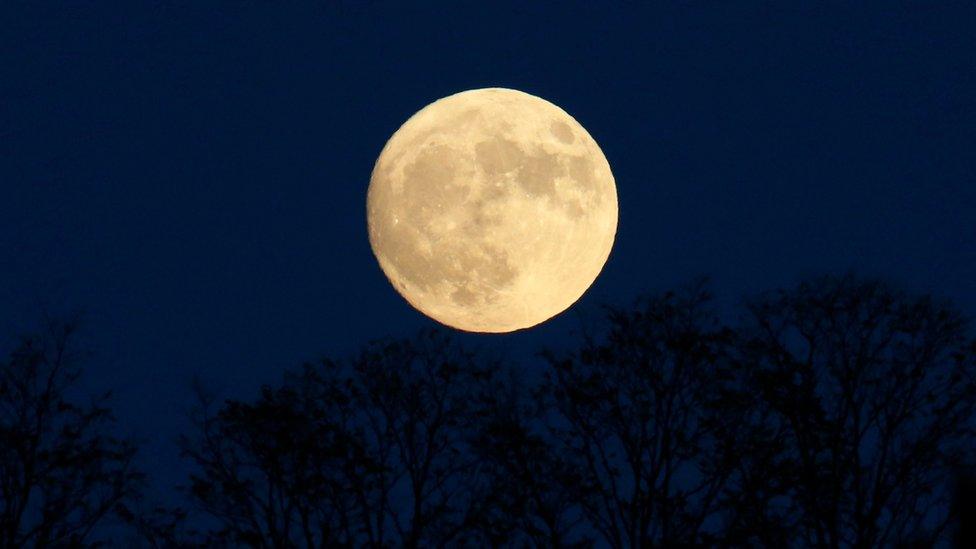 The supermoon rising over Virginia in the United States on Sunday