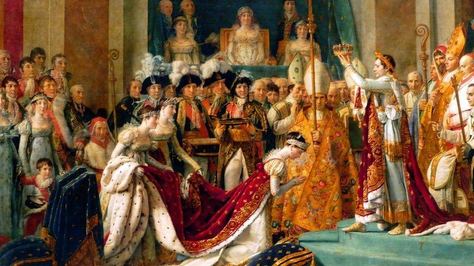 The director of photography Dariusz Wolski said Jacques-Louis David's famous painting of the coronation was a source of influence and guidance