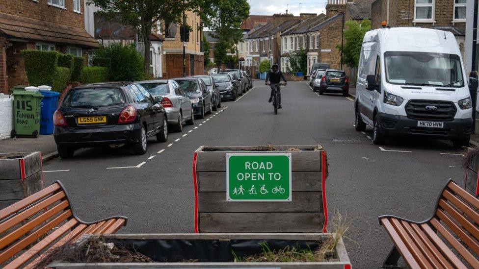 Low Traffic Neighbourhood planters in Peckham