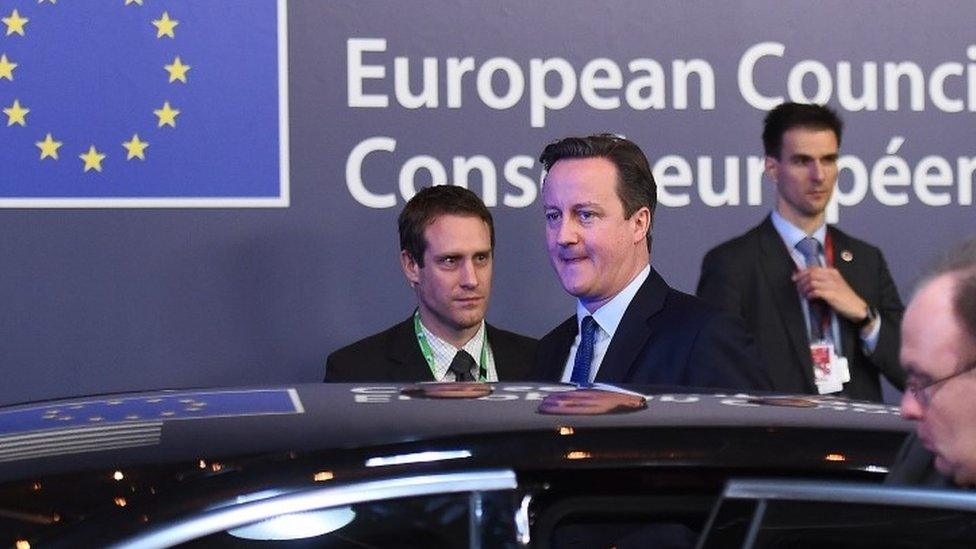 David Cameron leaving the last European Council meeting in December