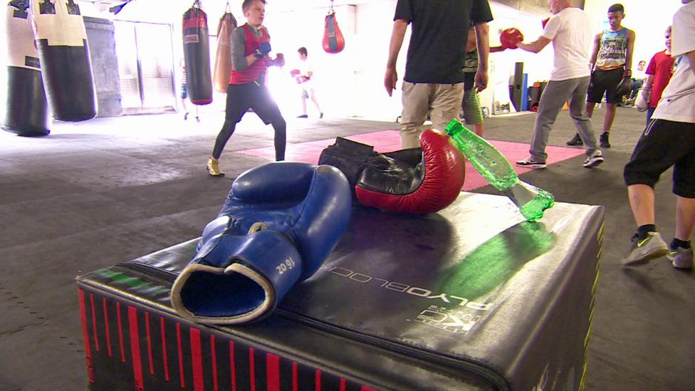 Boxing club in the car park near Grenfell Tower