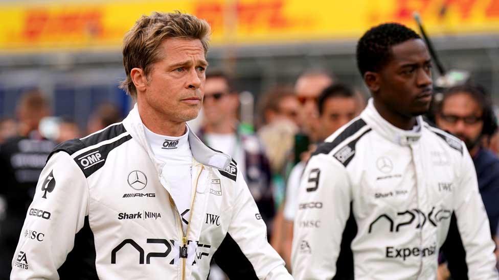 Brad Pitt and Damson Idris at Silverstone