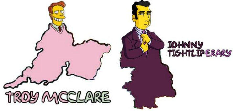 Simpsons characters as Irish counties