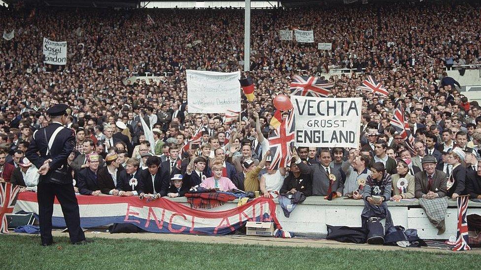 England and West Germany supporters at the 1966 World Cup final