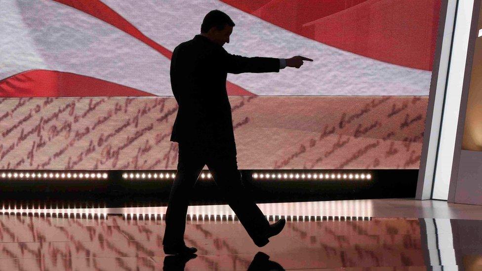 Ted Cruz on stage at the US Republican convention in Cleveland, 20 July