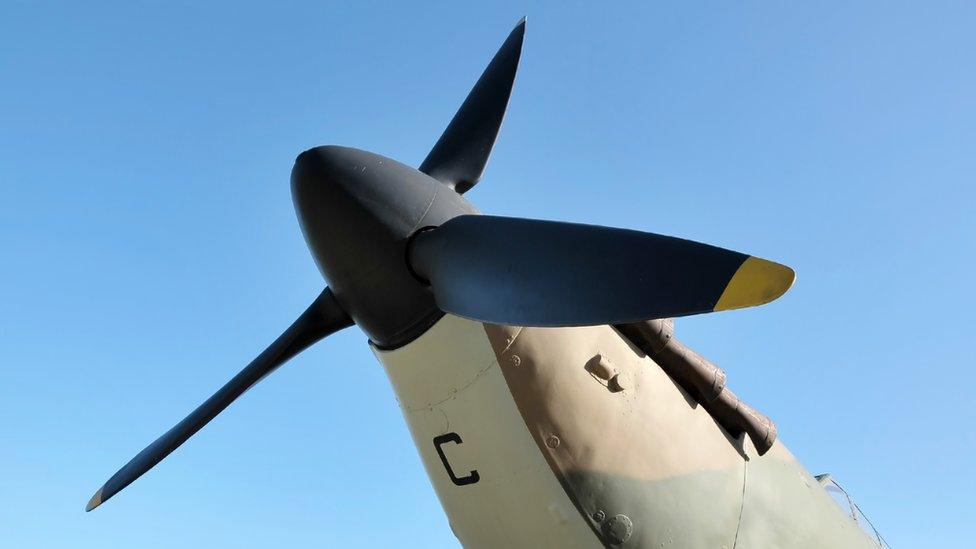 Propeller of a World War Two RAF Hurricane fighter aircraft