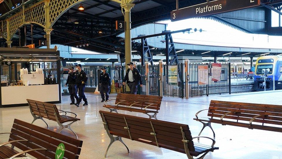 Police at Central Station in Sydney