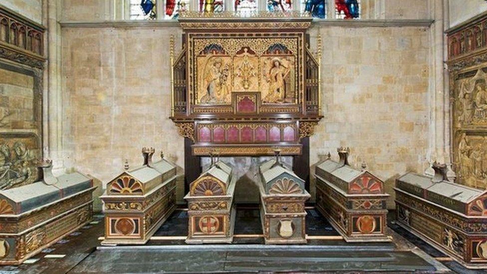 Mortuary chests at Winchester Cathedral