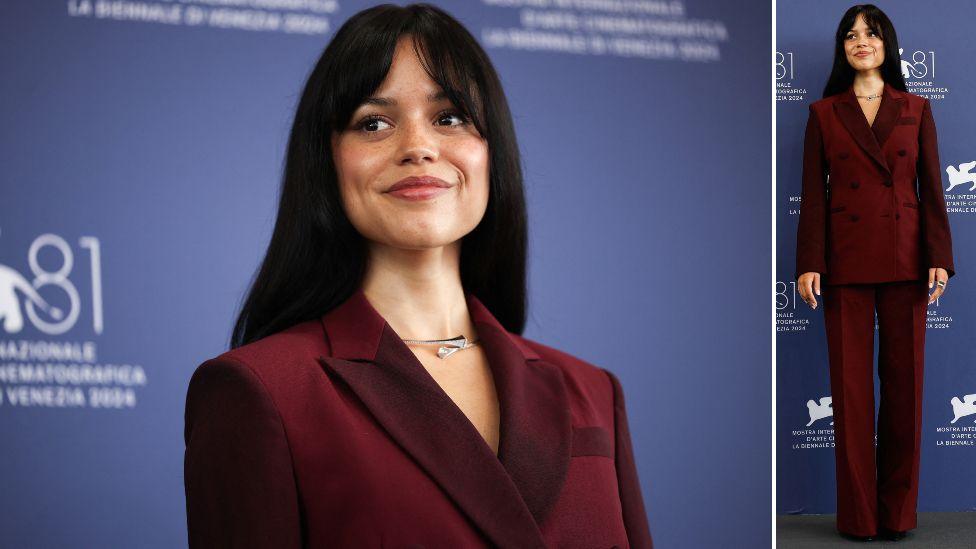 Cast member Jenna Ortega poses during a photocall for the film "Beetlejuice Beetlejuice", which is screening out of competition, at the 81st Venice Film Festival, Venice, Italy, August 28, 2024