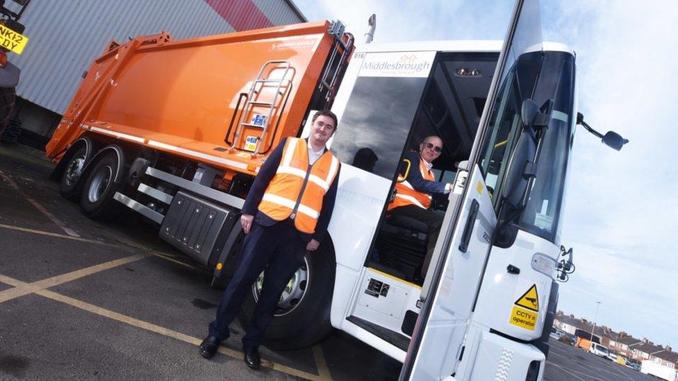 Middlesbrough mayor Chris Cooke and Councillor Peter Gavigan with one of the new vehicles