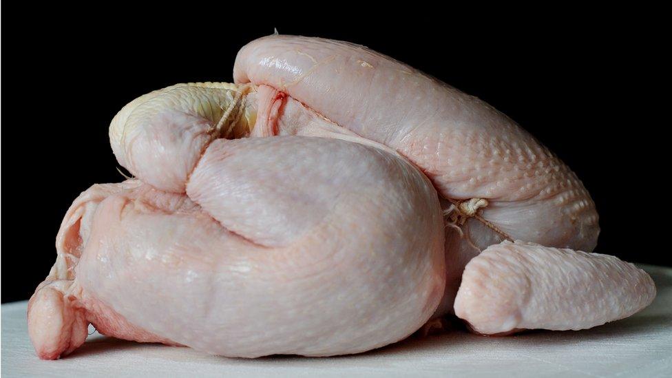 A raw chicken