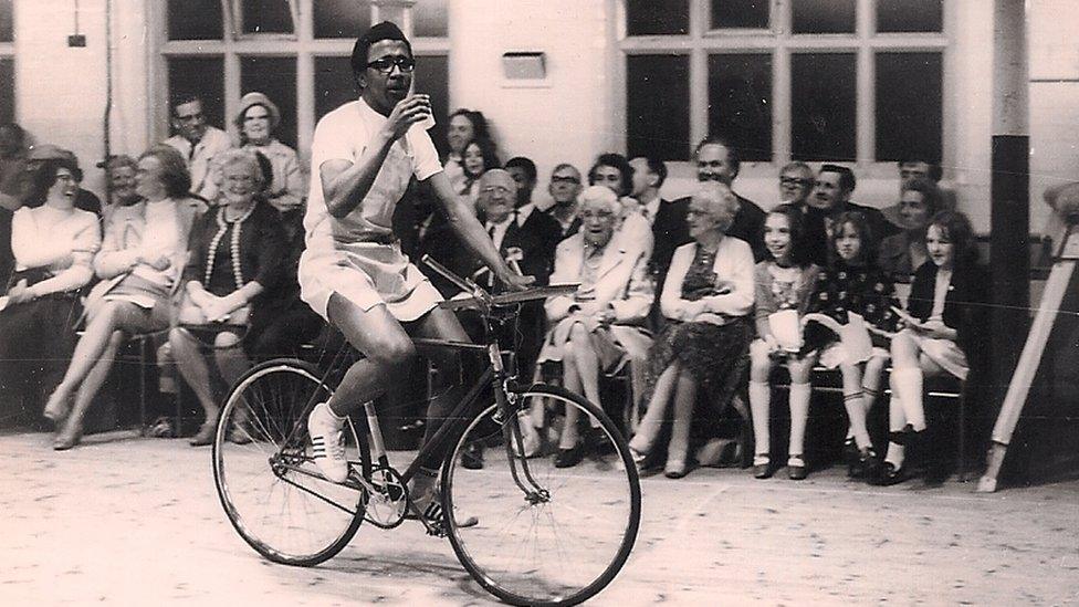 Derrick Evans on a bike