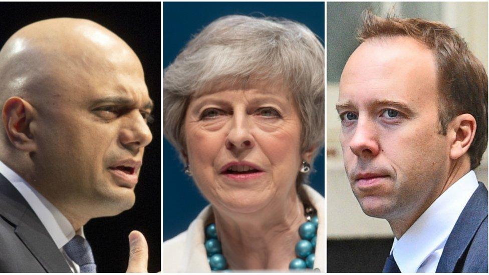 Sajid Javid, Theresa May and Matt Hancock