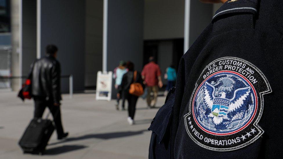 A US Customs and Border Protection agent at the San Ysidro crossing point