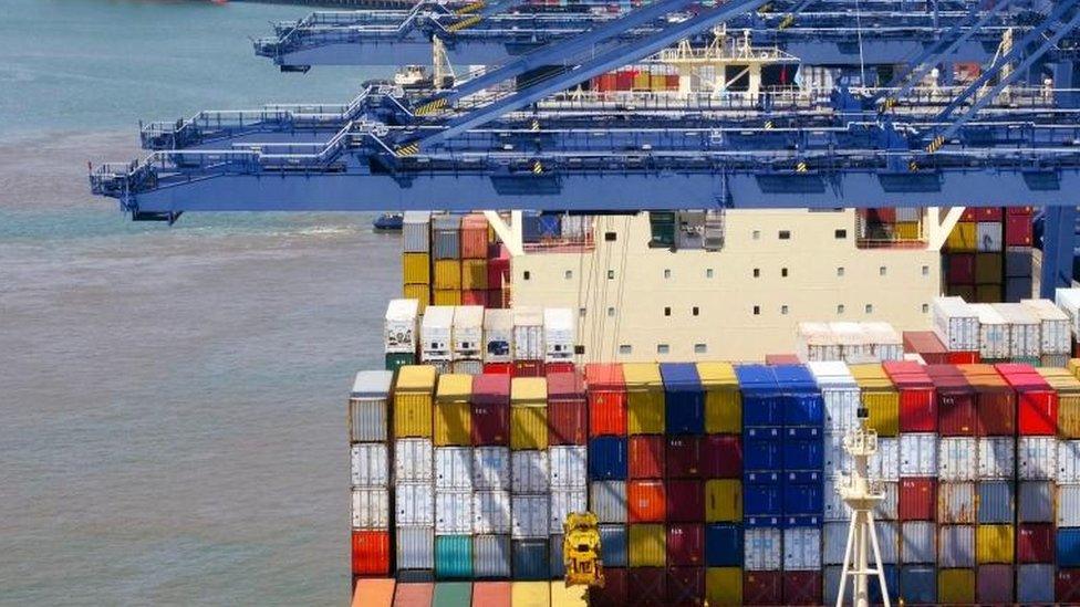 Container ship at Port of Felixstowe