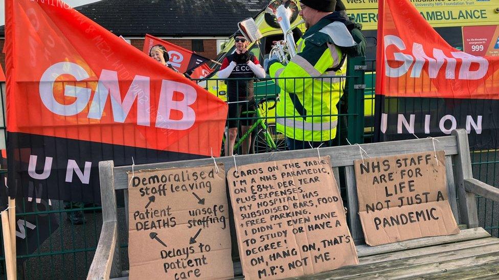 Signs at picket line