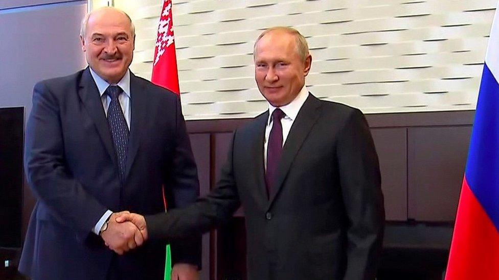 President Alexander Lukashenko and Russia's President Putin in Sochi, 14 Sep 20