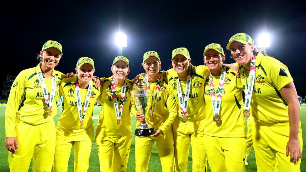 Australia team pose with trophy