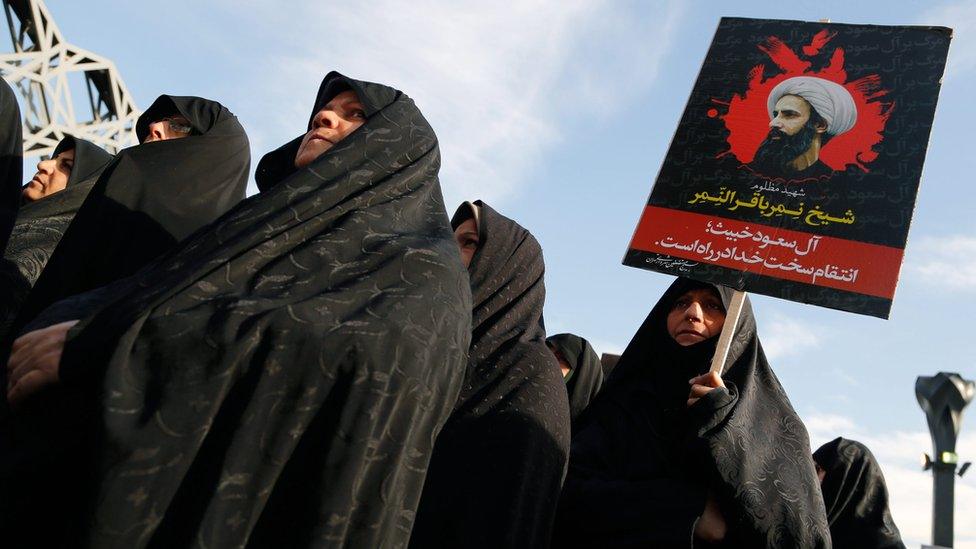 Protest in Tehran against execution of Shia cleric in Saudi Arabia. 4 Jan 2016