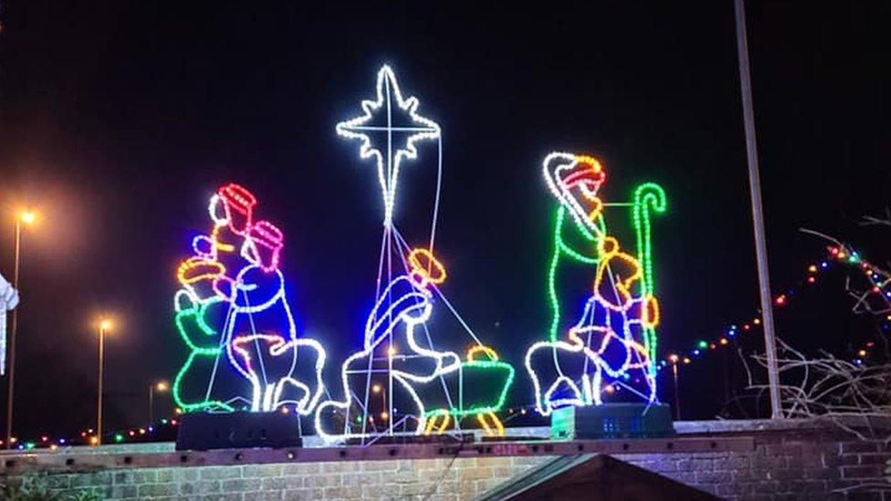 House covered in Christmas decorations during coronavirus outbreak