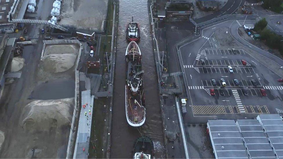 Arctic Corsair being towed