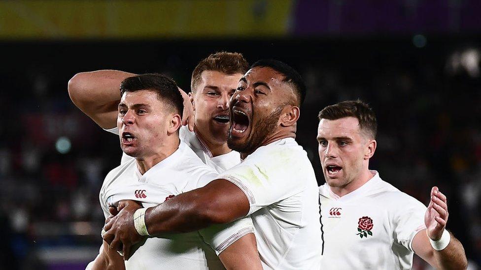 England players at the semi final against New Zealand semi-final