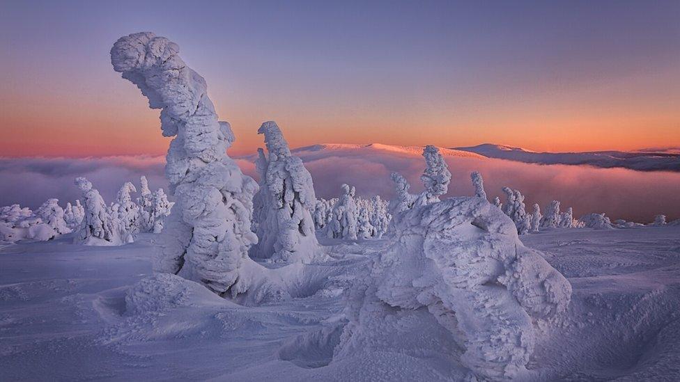 This image of a winter sunset was taken in the Czech Republic.