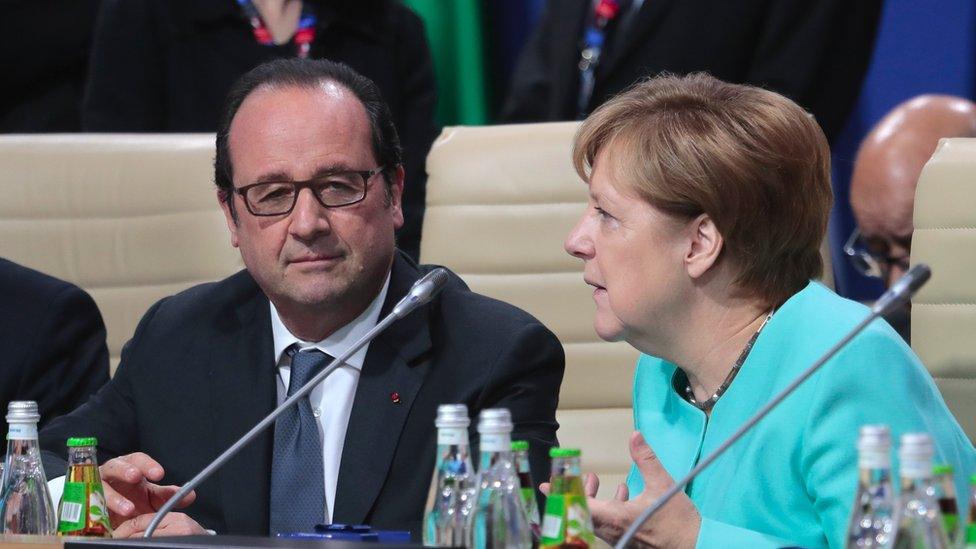 French President Francois Hollande and German Chancellor Angela Merkel