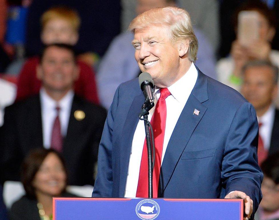 President-elect Donald Trump addresses an audience at Crown Coliseum on December 6, 2016 in Fayetteville, North Carolina.