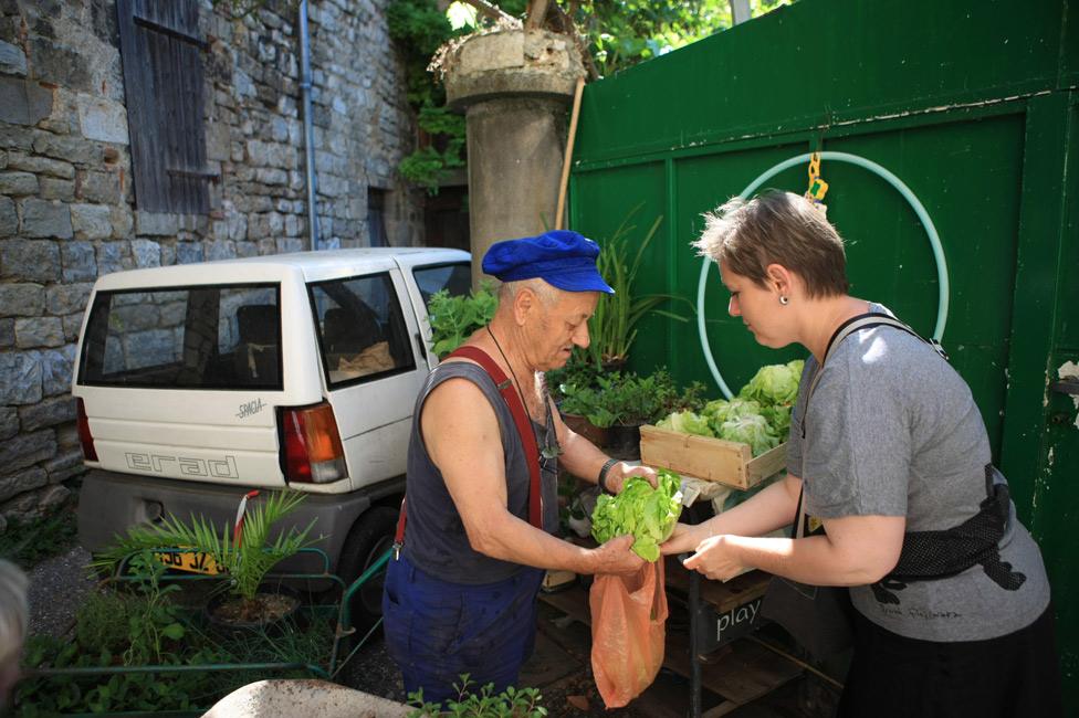 VSP next to lettuce stall