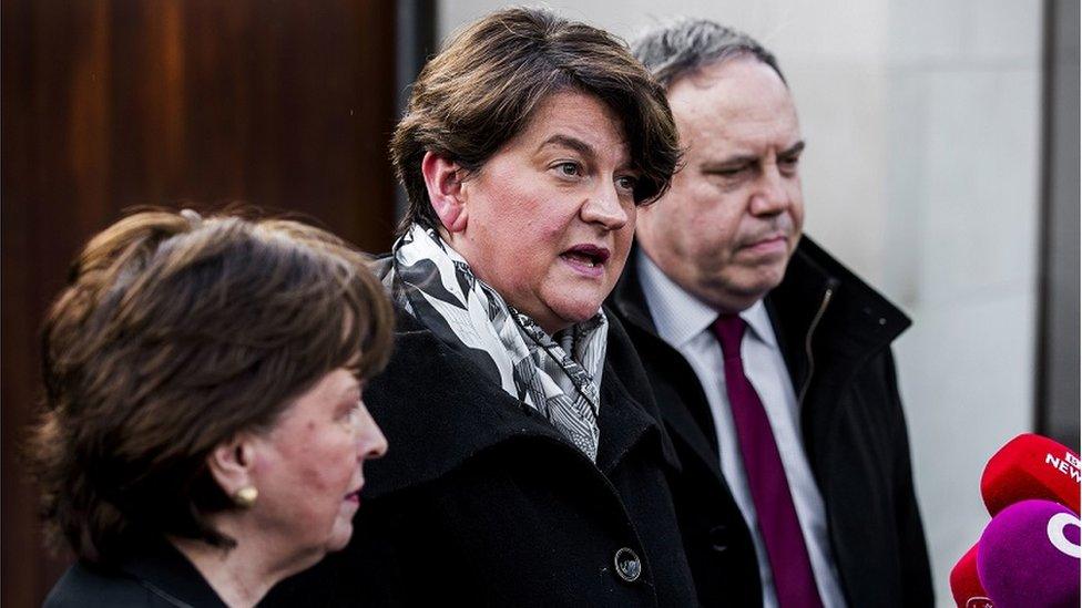 DUP leader Arlene Foster speaking after meeting Leo Varadkar in Belfast