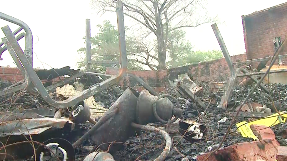 Debris after a church fire