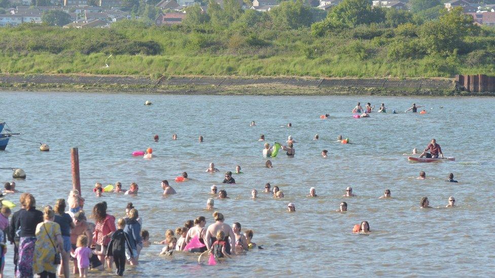 swimmers in the water