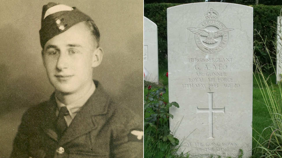 Sgt Gordon Yeo and his grave at Bergen cemetery