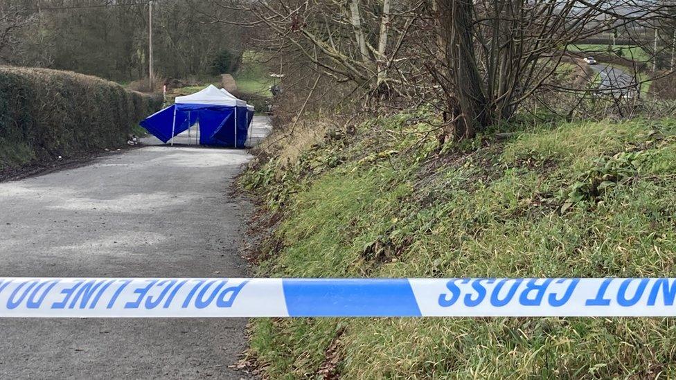 The scene on Ankerdine Road in Cotheridge, Worcestershire