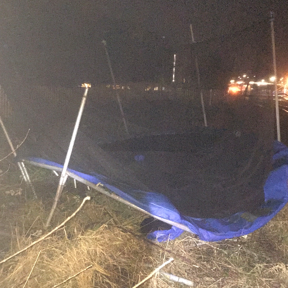 Trampoline on train track