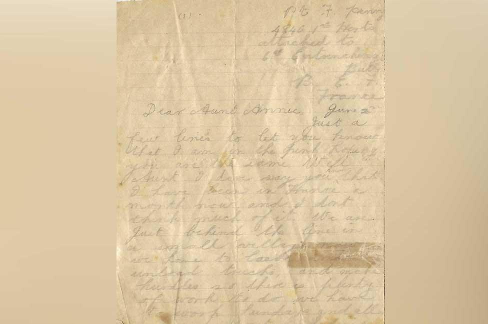 Fred Henry's letter home, June 1916