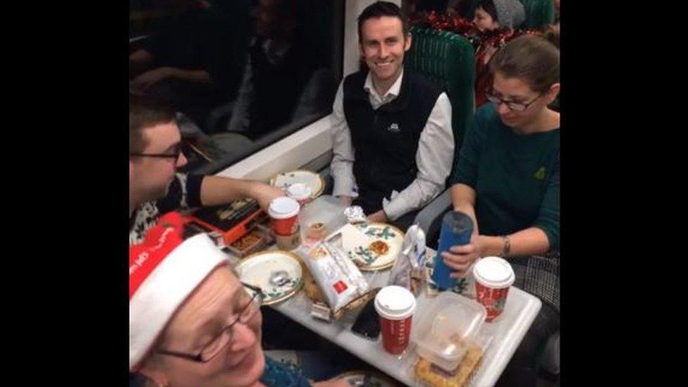 Christmas party on train