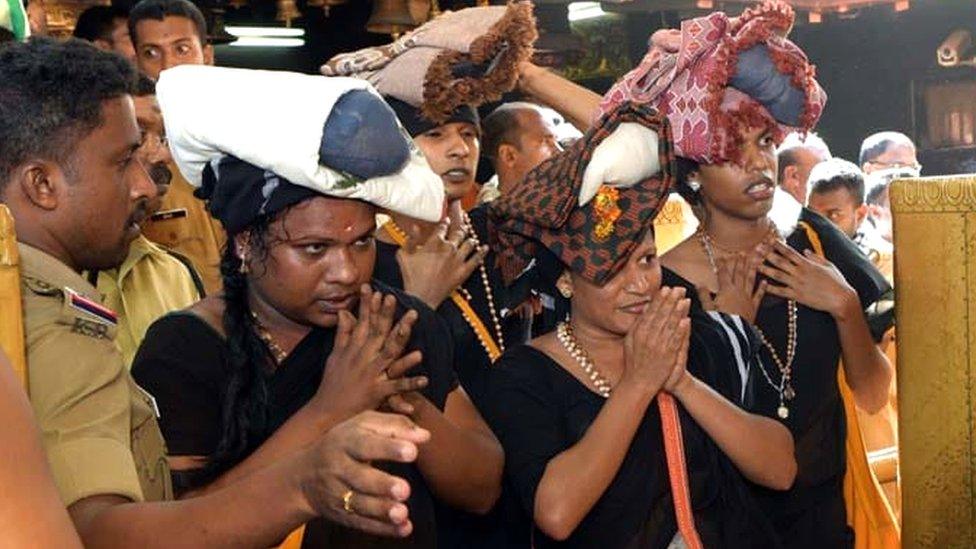 The transgender women pray at the Sabarimala shrine in Kerala state