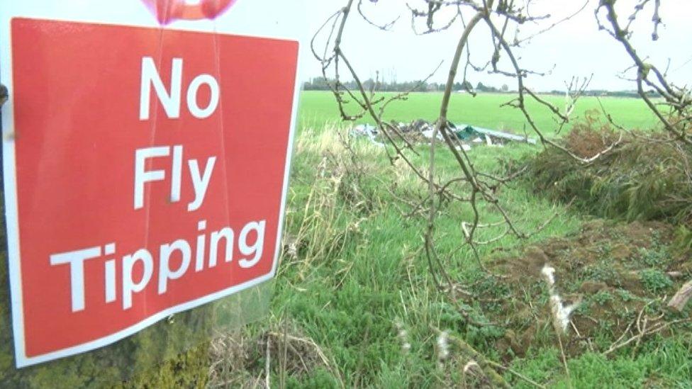 Rubbish dumped in a field