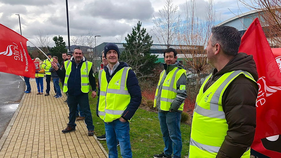 Picket line at Dowty Propellers