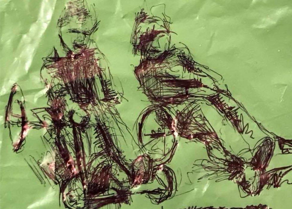 Image of gambo racing drawn by Bagsy on a carrier bag