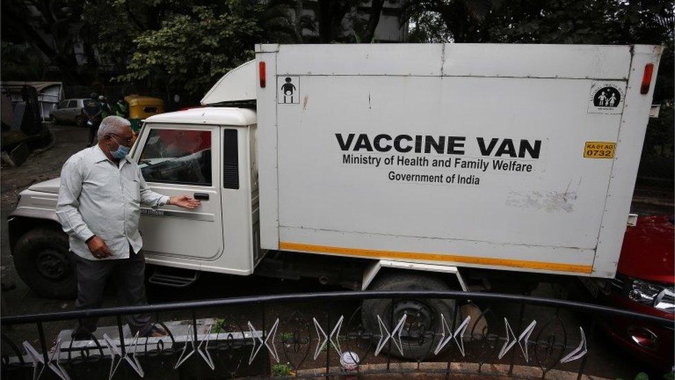 The Vaccine Van which is used to distribute the Covid-19 vaccine when available, in Bangalore, India, 07 January 2021. The second phase of dry run for COVID-19 vaccinations will be conducted in five districts - Belagavi, Bengaluru, Kalaburagi, Mysuru and Shivamoga - across the state, as directed by the Union Health Ministry.