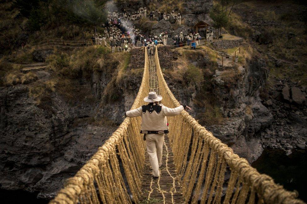 Crossing the new bridge