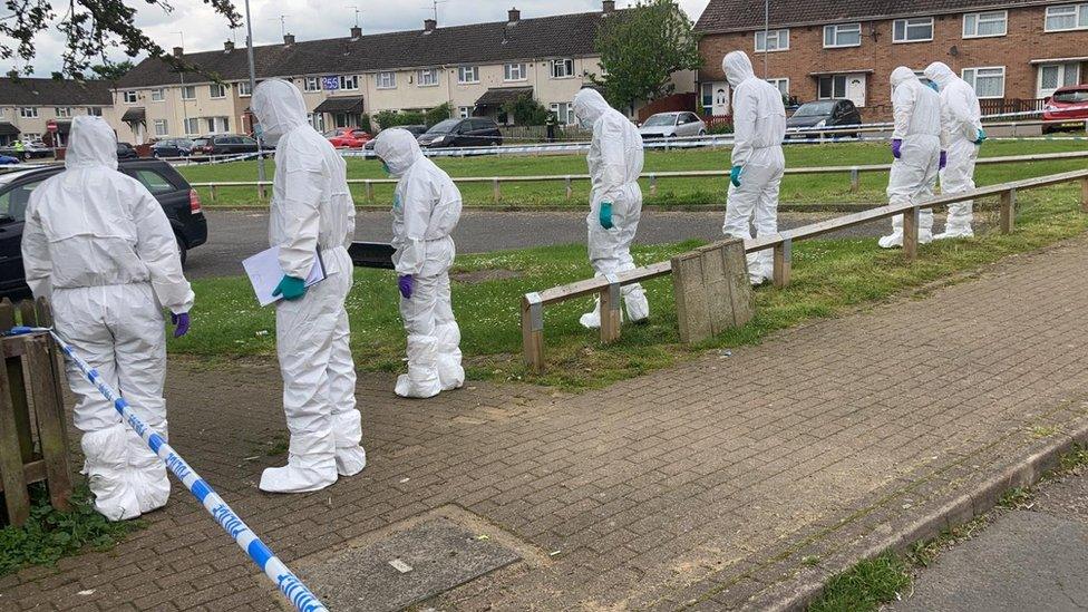 Police forensics team on Constable Road, Corby