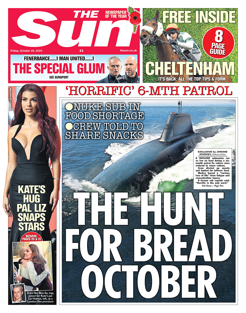 The headline in the Sun reads: "The hunt for bread October". 