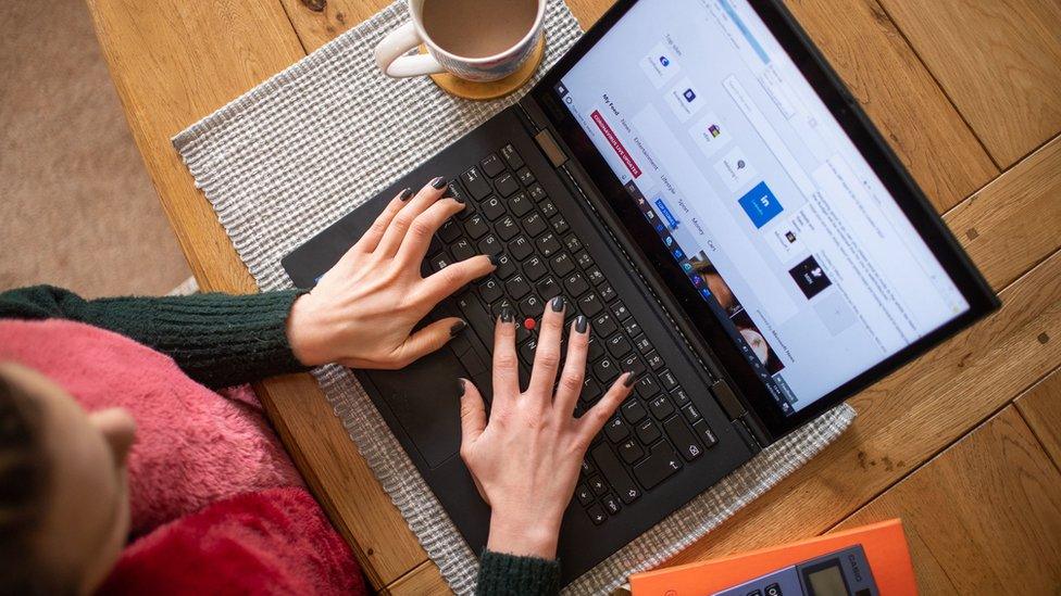 Woman working from home